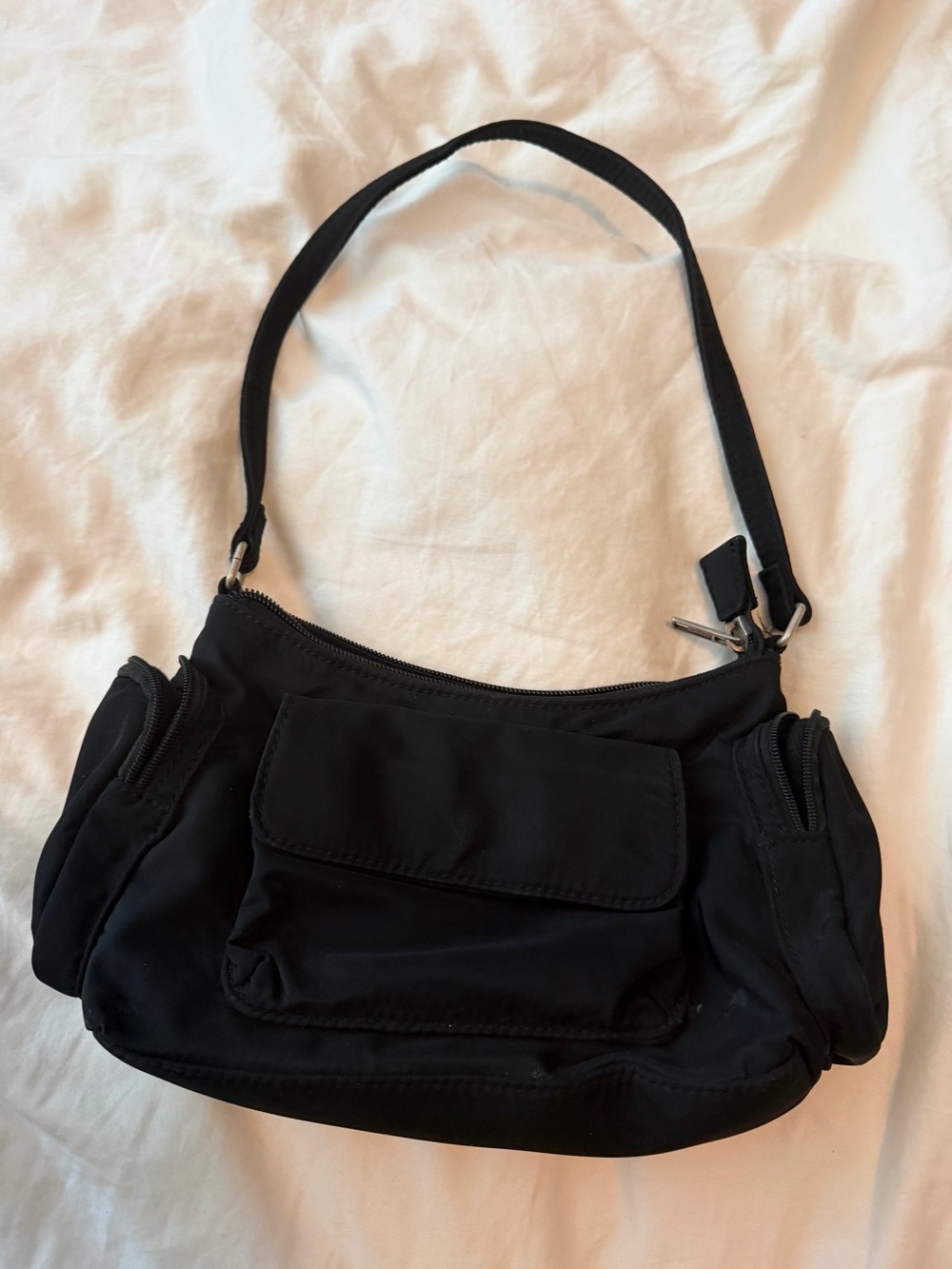 Brandy Melville Black Shoulder Bag with Front Flap Pocket